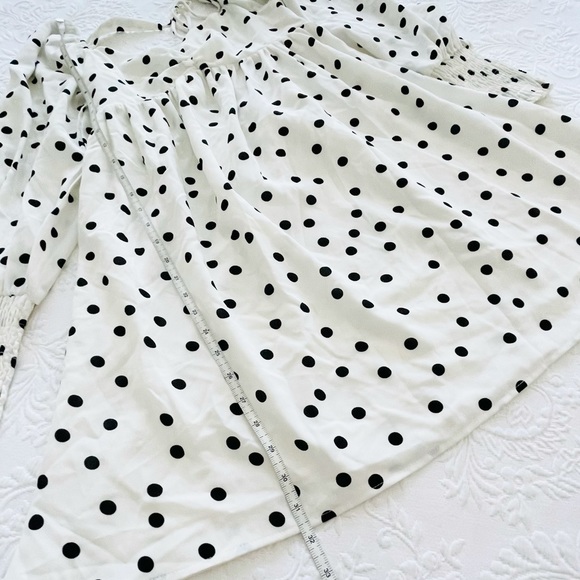 NWOT Lulus Meet Me At Our Spot White Polka Dot Long Sleeve Mini Dress Small - Picture 12 of 13